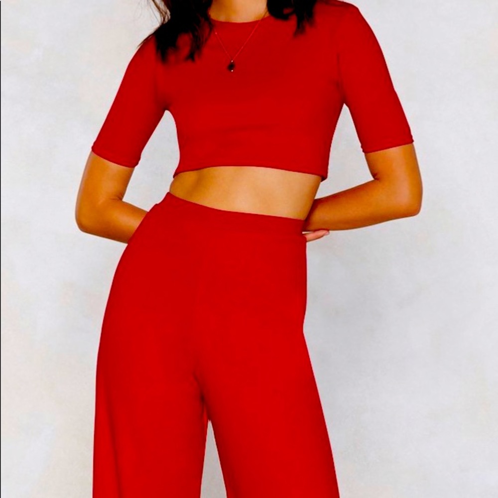 Two piece wide leg pant set